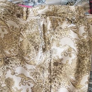 Gold Paisley Sparkly Plus Size Skinny Jeans